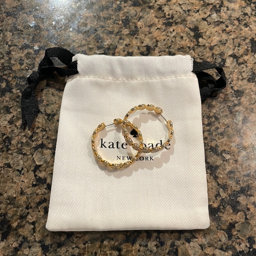 Gold Kate Spade Pave Rhinestone Hoops